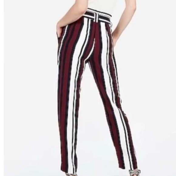 EXPRESS PANTS, High Rise Ankle PaperBag Waist 18R Striped Blue/Maroon/… - Picture 3 of 7